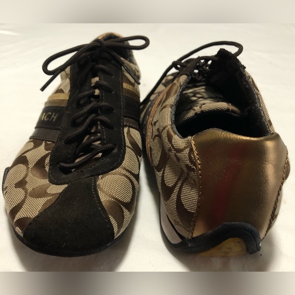 Coach Vintage Sneakers Size 8 Medium Jayme Women's Brown/Tan with Gold Detail - Picture 3 of 11